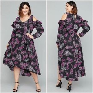 Lane Bryant Ruffle Cold Shoulder Floral Dress 14